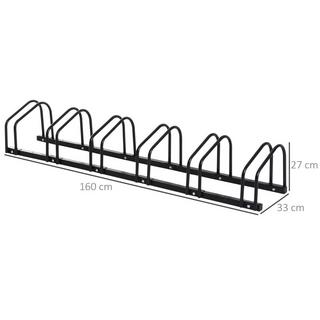 Northio  Portabiciclette, portabiciclette, supporto, resistente alle intemperie, durevole, montaggio a pavimento e a parete, acciaio, fino a 6 biciclette, nero, 179 x 33 x 27 cm 