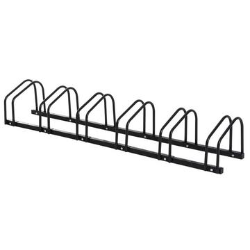 Portabiciclette, portabiciclette, supporto, resistente alle intemperie, durevole, montaggio a pavimento e a parete, acciaio, fino a 6 biciclette, nero, 179 x 33 x 27 cm