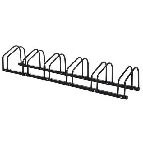 Northio  Portabiciclette, portabiciclette, supporto, resistente alle intemperie, durevole, montaggio a pavimento e a parete, acciaio, fino a 6 biciclette, nero, 179 x 33 x 27 cm 