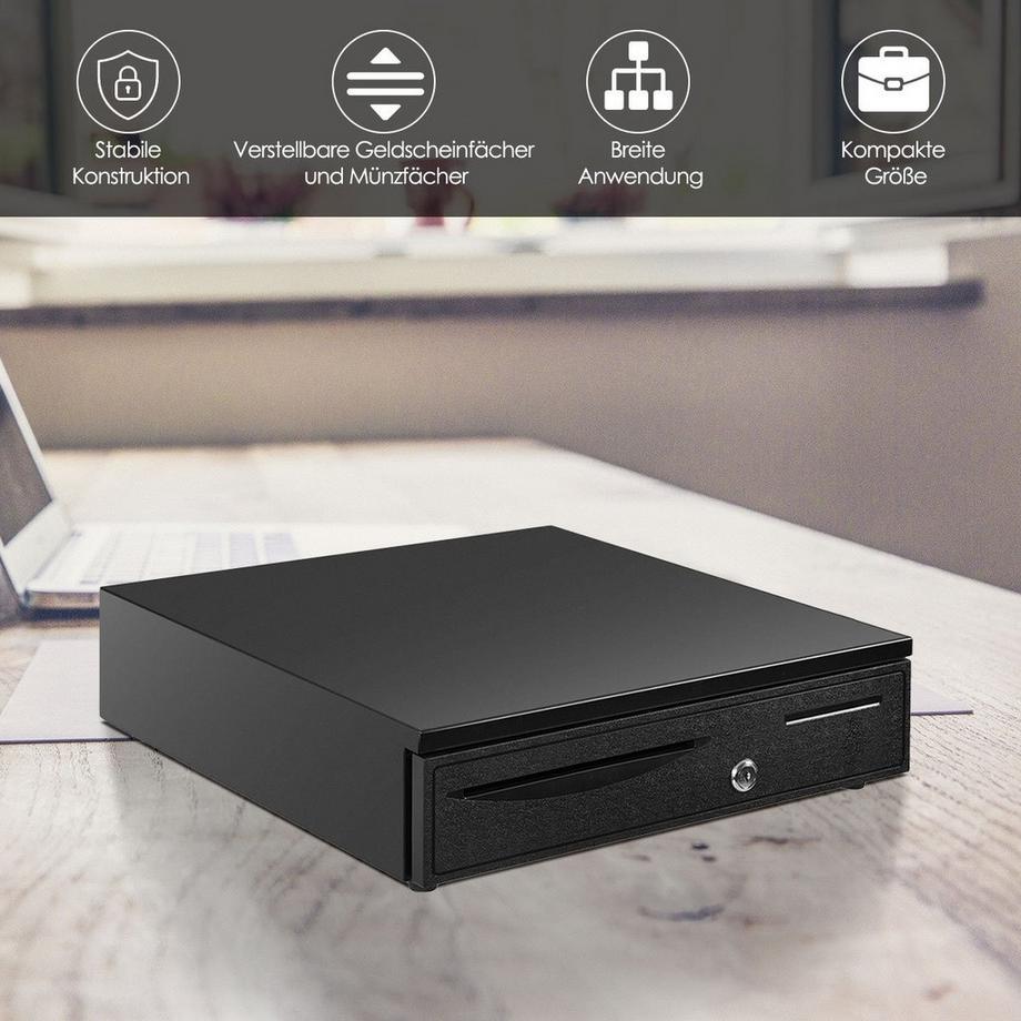 Northix  Kassenlade Kassenschublade Geldlade Geldschublade Metalllade Geldbox 5 Münzfächer 4 Scheinfächer 40,5x42X9cm 