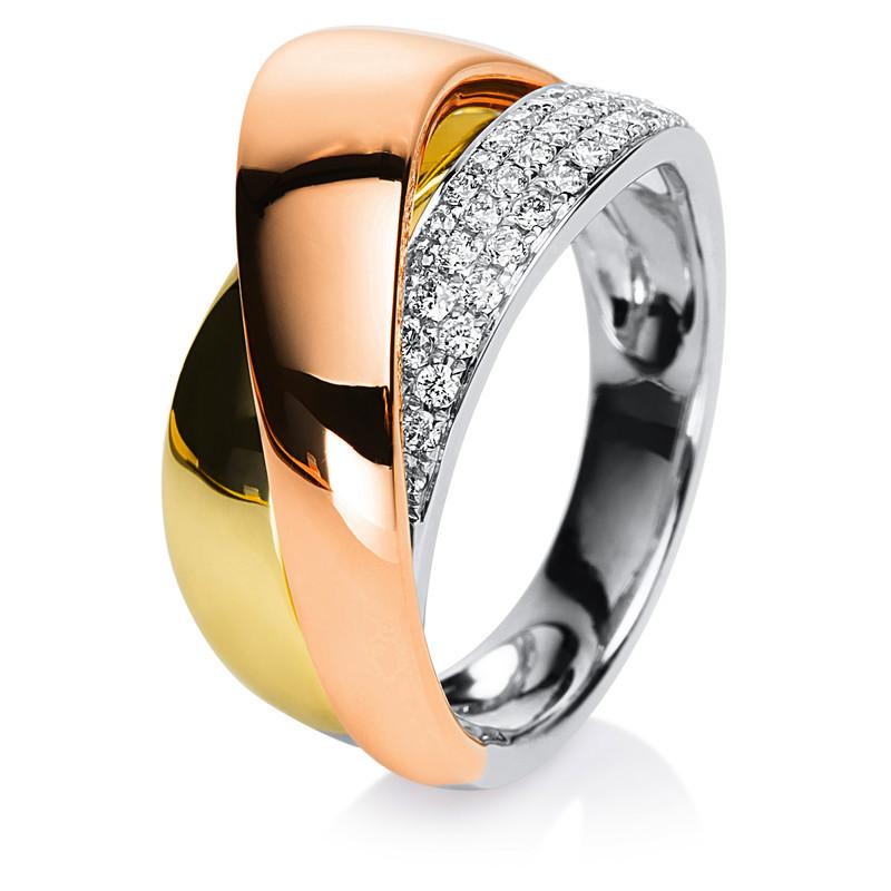 Image of Ring 750/18k Gelbgold/weissgold/rotgold Diamant 0.52ct. Damen Gold ONE SIZE