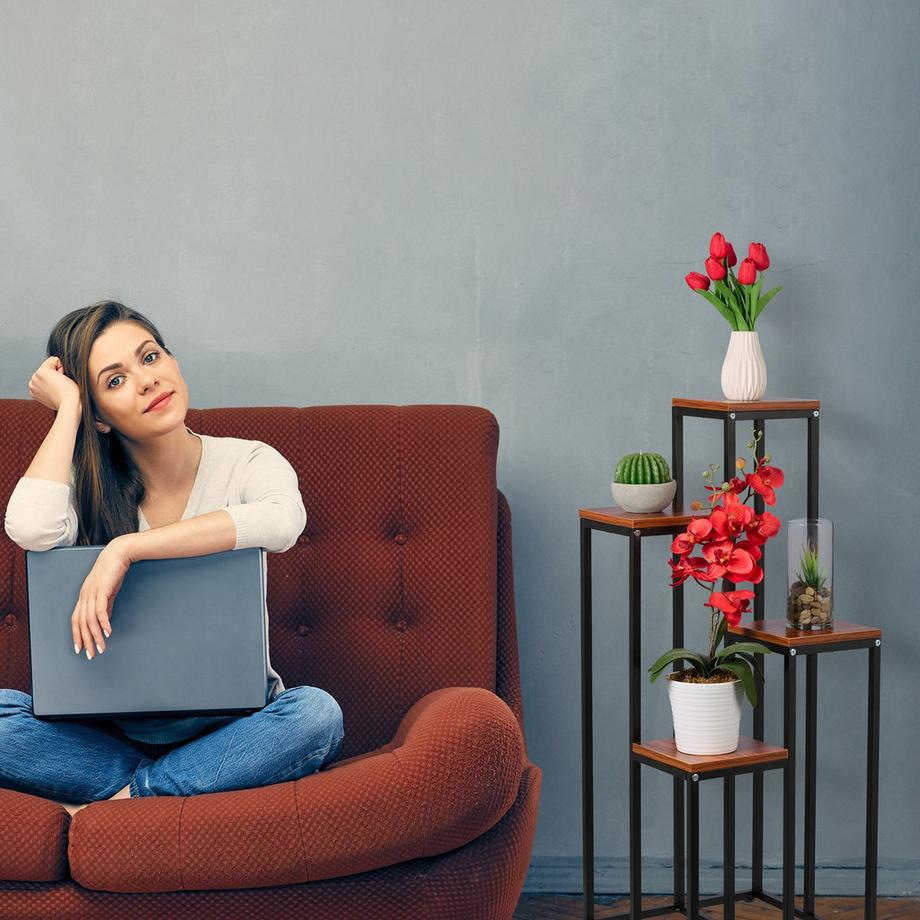 B2X Escalier fleuri noir à 4 niveaux  