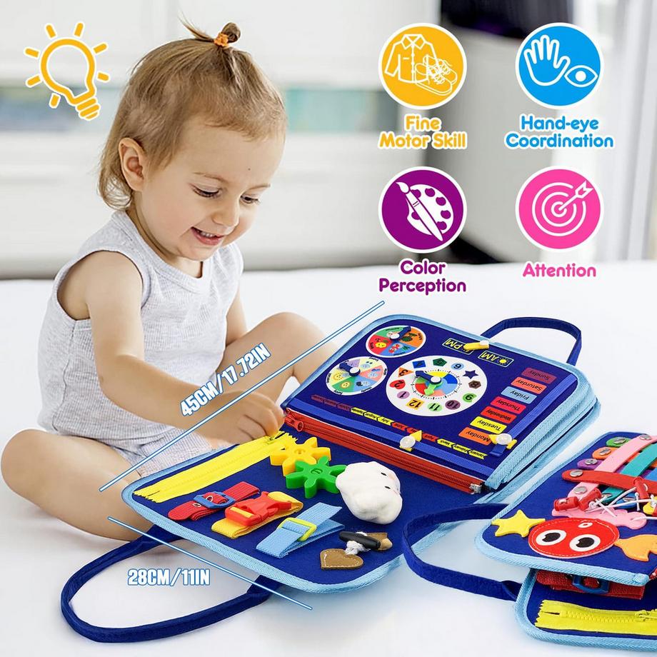 Activity-board  Safe Busy Board für Kleinkinder - Interaktives Motorikspielzeug & Lernspielzeug 