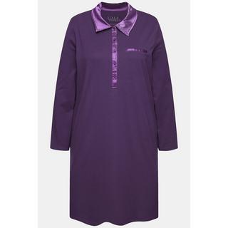 Ulla Popken  Chemise de nuit avec col, détails en satin, manches longues 