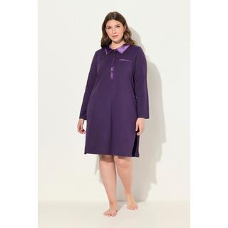 Ulla Popken  Chemise de nuit avec col, détails en satin, manches longues 