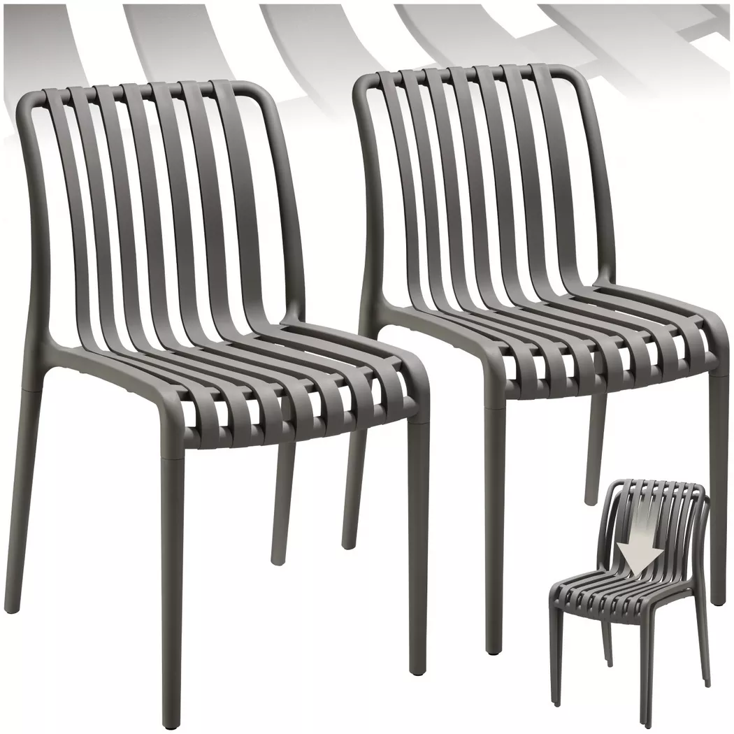 Tectake - Chaises de jardin ALCUDIA résistant aux intempéries et aux UV Lot de 2, 2 Stück, Anthracite