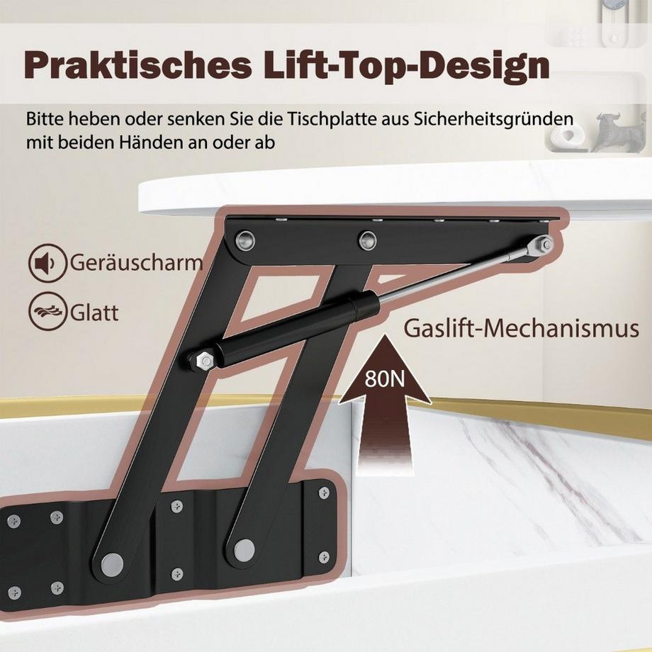 Northix Couchtisch mit anhebbarer Platte und Stauraum  