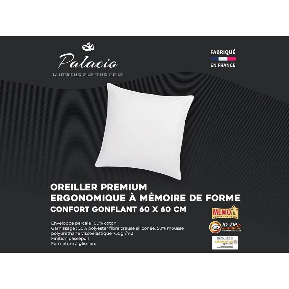 Vente-unique Memory Foam Kissen 2er-Set 60 x 60 cm  