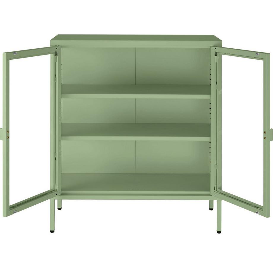 Tectake Metallvitrine Baker Glastüren mit Magnetverschluss verstellbare Zwischenböden  
