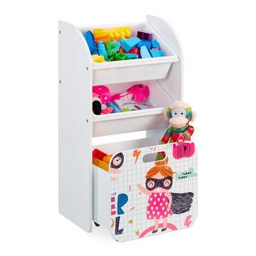 Schmales Kinderregal mit Heldenmotiv