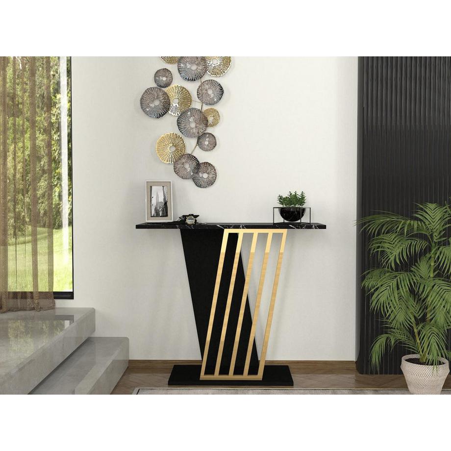 Vente-unique Console - Effet marbre noir et doré - ORSONA  
