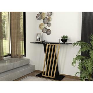 Vente-unique Consolle Effetto marmo Nero e Dorato - ORSONA  