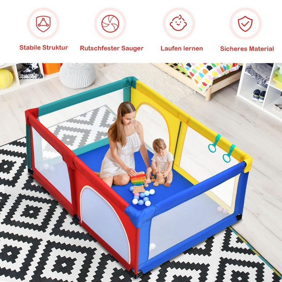 Northio  120 x 190 cm Baby Laufstall mit 50 Spielbällen Laufgitter mit Netz und Reißverschluss 