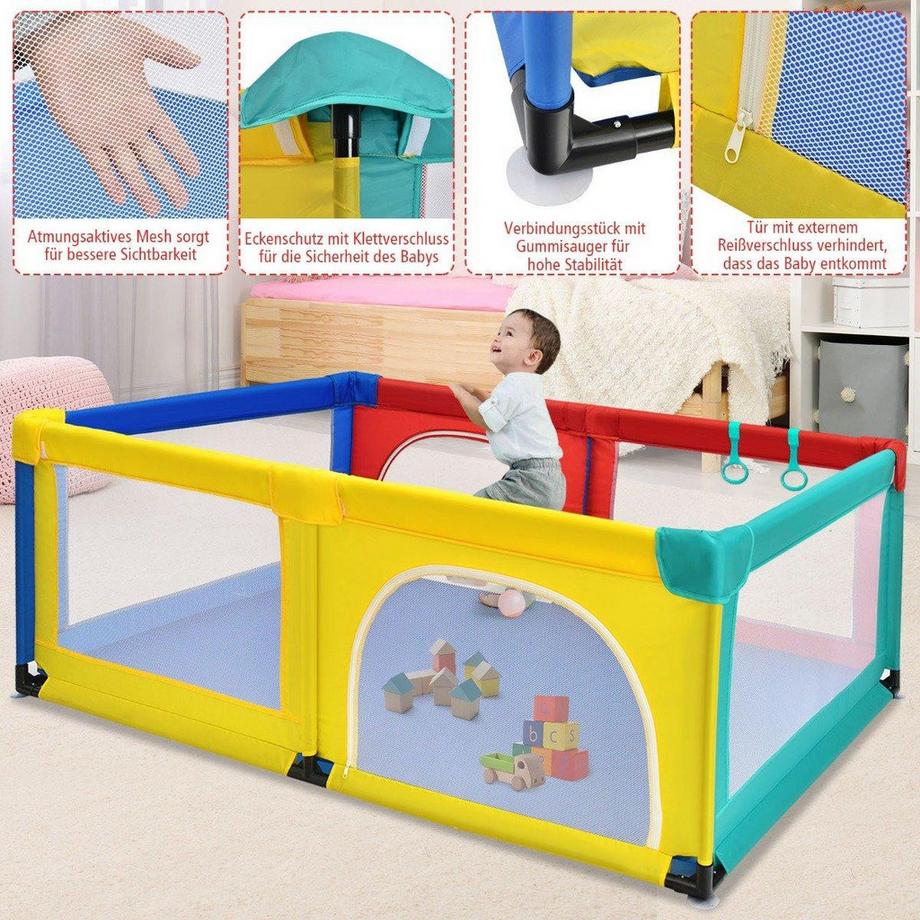 Northio  120 x 190 cm Baby Laufstall mit 50 Spielbällen Laufgitter mit Netz und Reißverschluss 