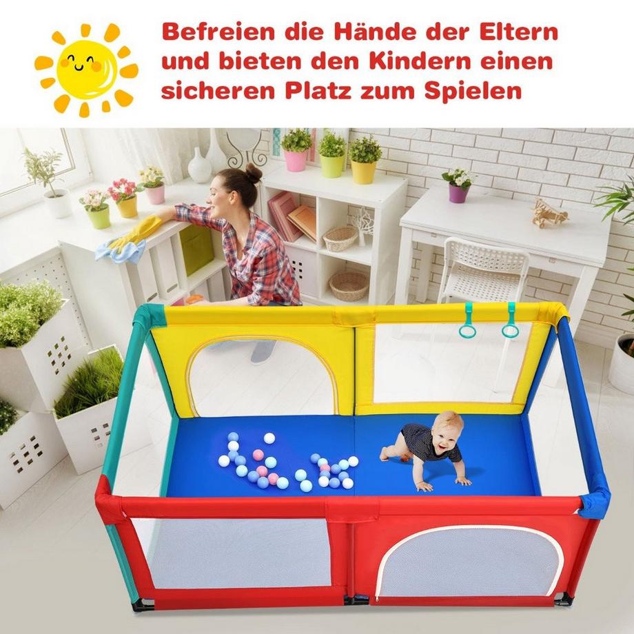 Northio  120 x 190 cm Baby Laufstall mit 50 Spielbällen Laufgitter mit Netz und Reißverschluss 