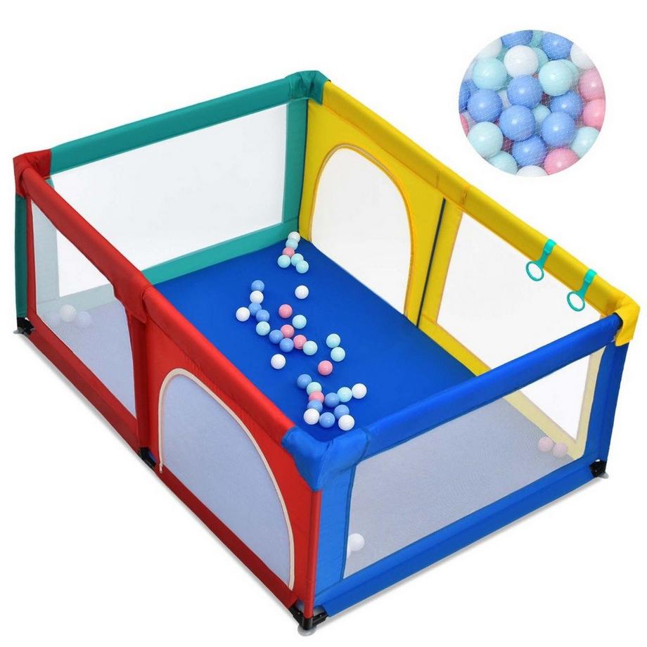 Northio  120 x 190 cm Baby Laufstall mit 50 Spielbällen Laufgitter mit Netz und Reißverschluss 