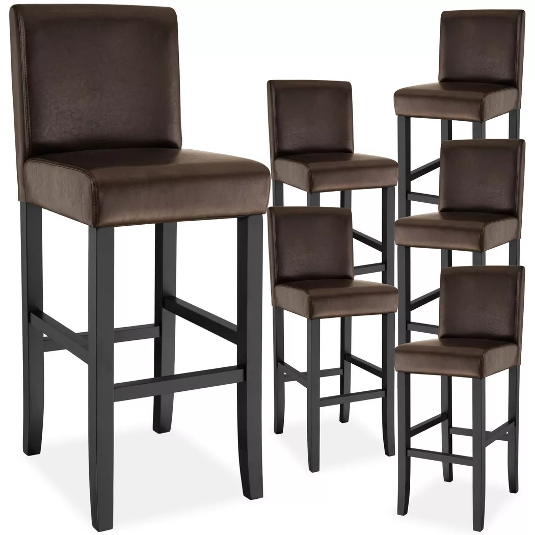 Tectake - Sgabello da bar  imbottito con schienale, One Size, Marrone