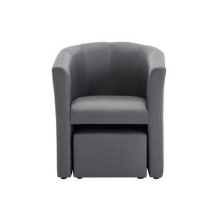 Vente-unique Fauteuil cabriolet et pouf en simili gris JOVANA  