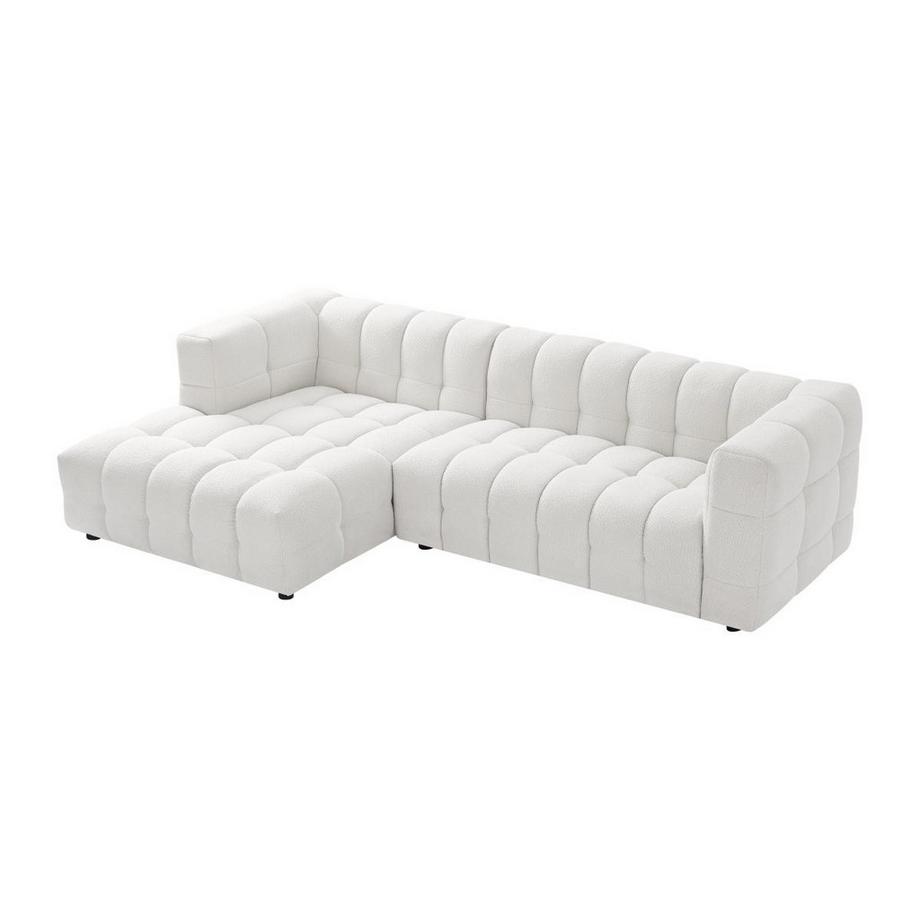 Ecksofa - Ecke links - Bouclé-Stoff - Elfenbeinweiß - LERICI von Pascal Morabito