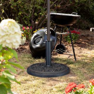 Northix Supporto per ombrellone nero con motivo a rose  