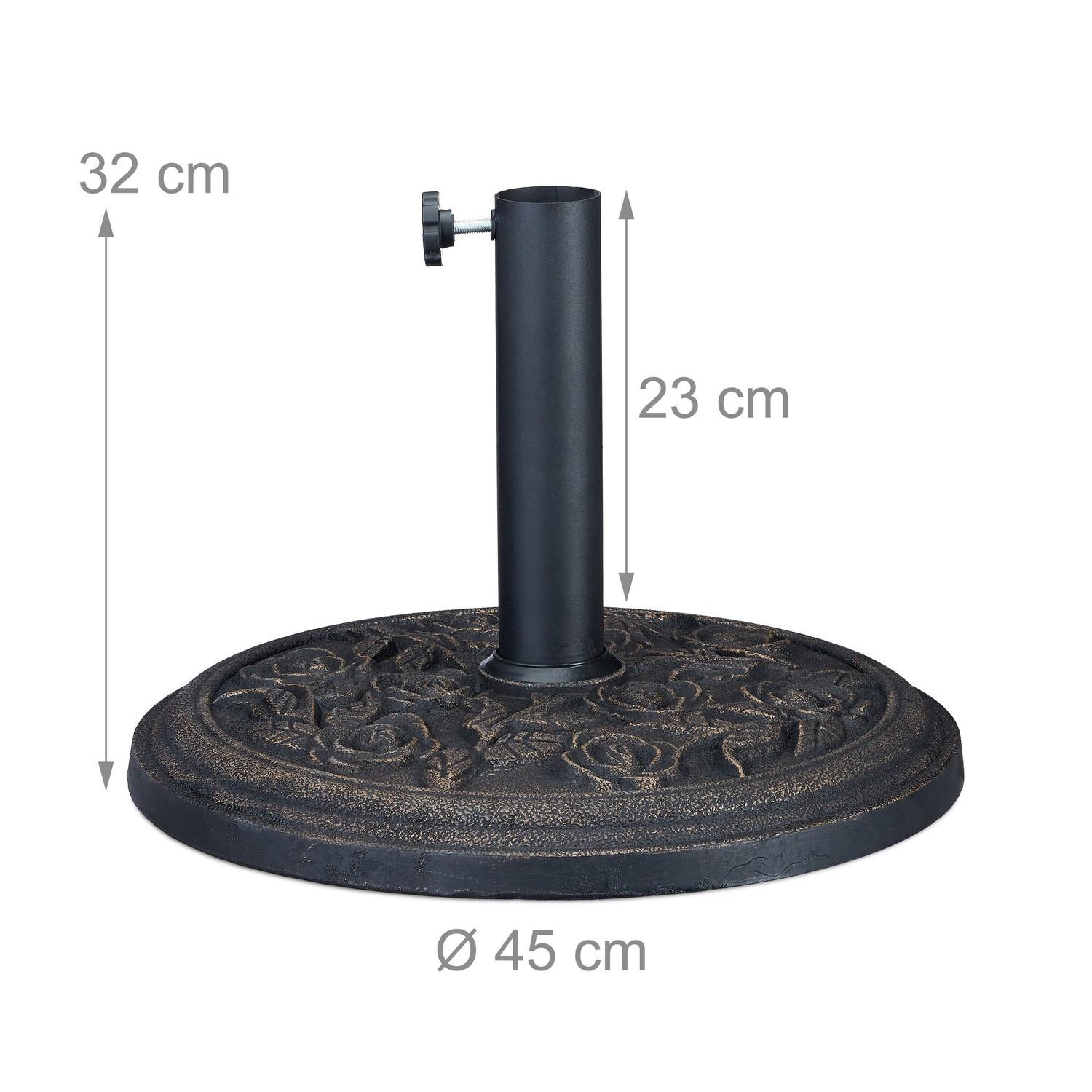 Northix Supporto per ombrellone nero con motivo a rose  