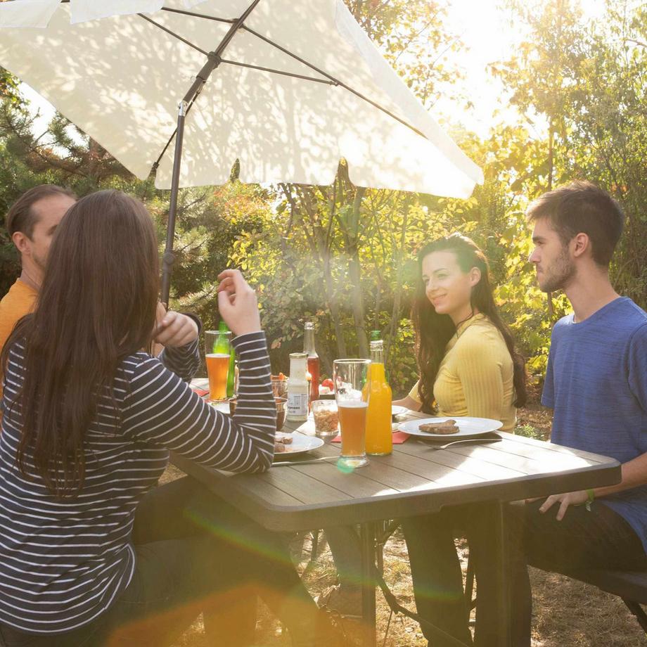 Northix Schwarzer Sonnenschirmständer mit Rosenmuster  