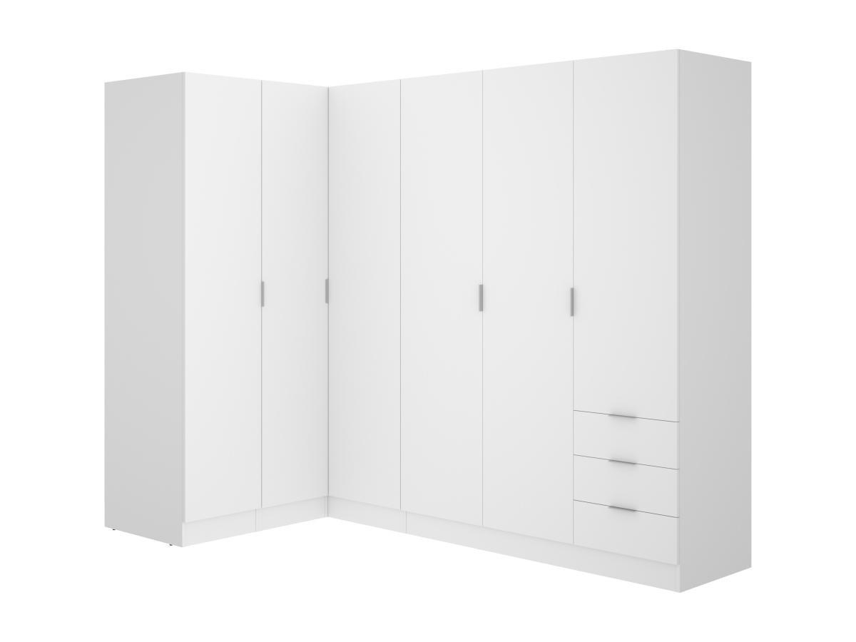 Image of Eckkleiderschrank Mit 6 Türen & 3 Schubladen - 213 Cm - Weiß - Listowel Unisex Weiss ONE SIZE