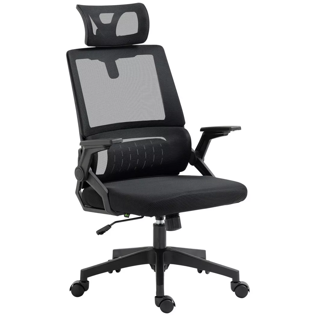 Northio – Bürostuhl Ergonomisch Schreibtischstuhl Verstellbar Kopfstütze Armlehne Höhenverstellbar Computerstuhl Drehstuhl Wippfunktion, 58cm