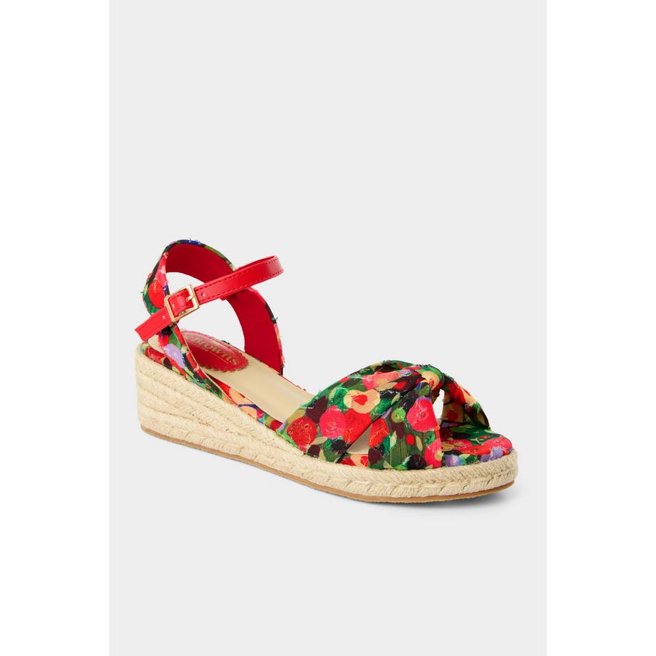 Joe Browns Sandali con Zeppa Stile Espadrillas con Stampa Floreale e Dettaglio Nodo  