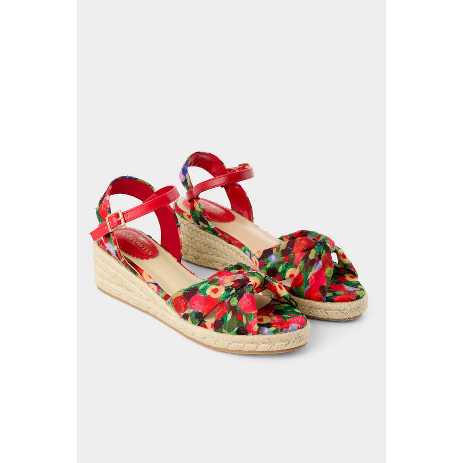 Joe Browns Sandali con Zeppa Stile Espadrillas con Stampa Floreale e Dettaglio Nodo  