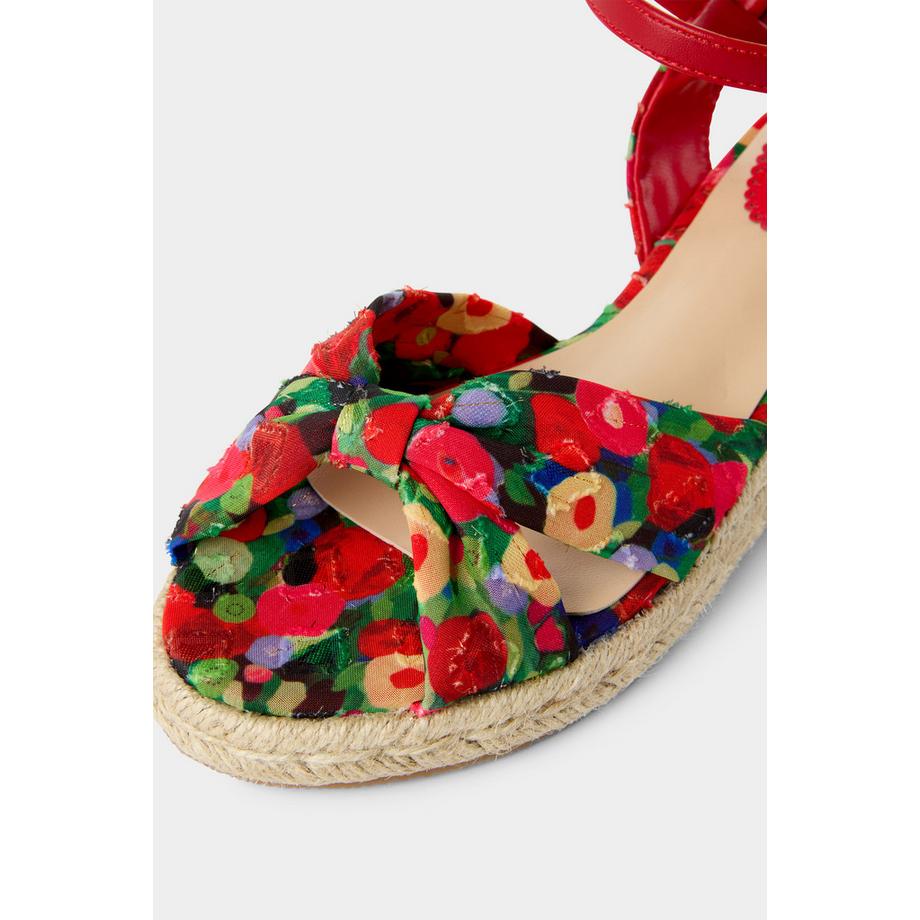 Joe Browns Sandali con Zeppa Stile Espadrillas con Stampa Floreale e Dettaglio Nodo  