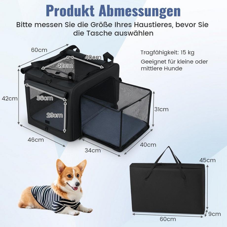 Northix  Sac de transport pliable pour animaux de compagnie avec panier 