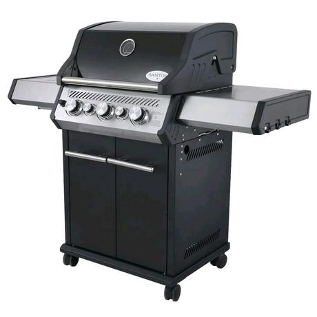 Santos  S S-318 - Gasgrill Seiten- und Heckbrenner, Schwarz inkl. Drehspiess, Rostheber 