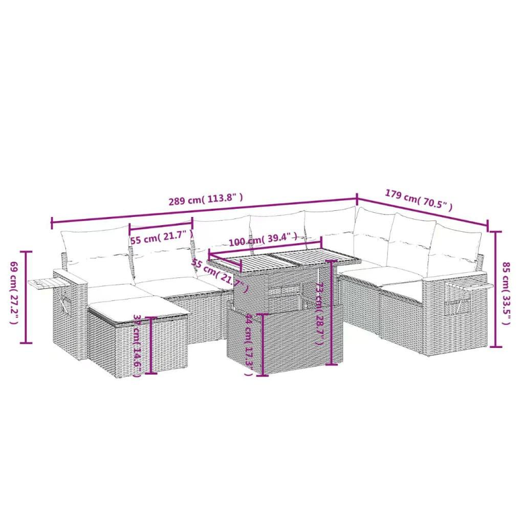 VidaXL set divano da giardino Polirattan  