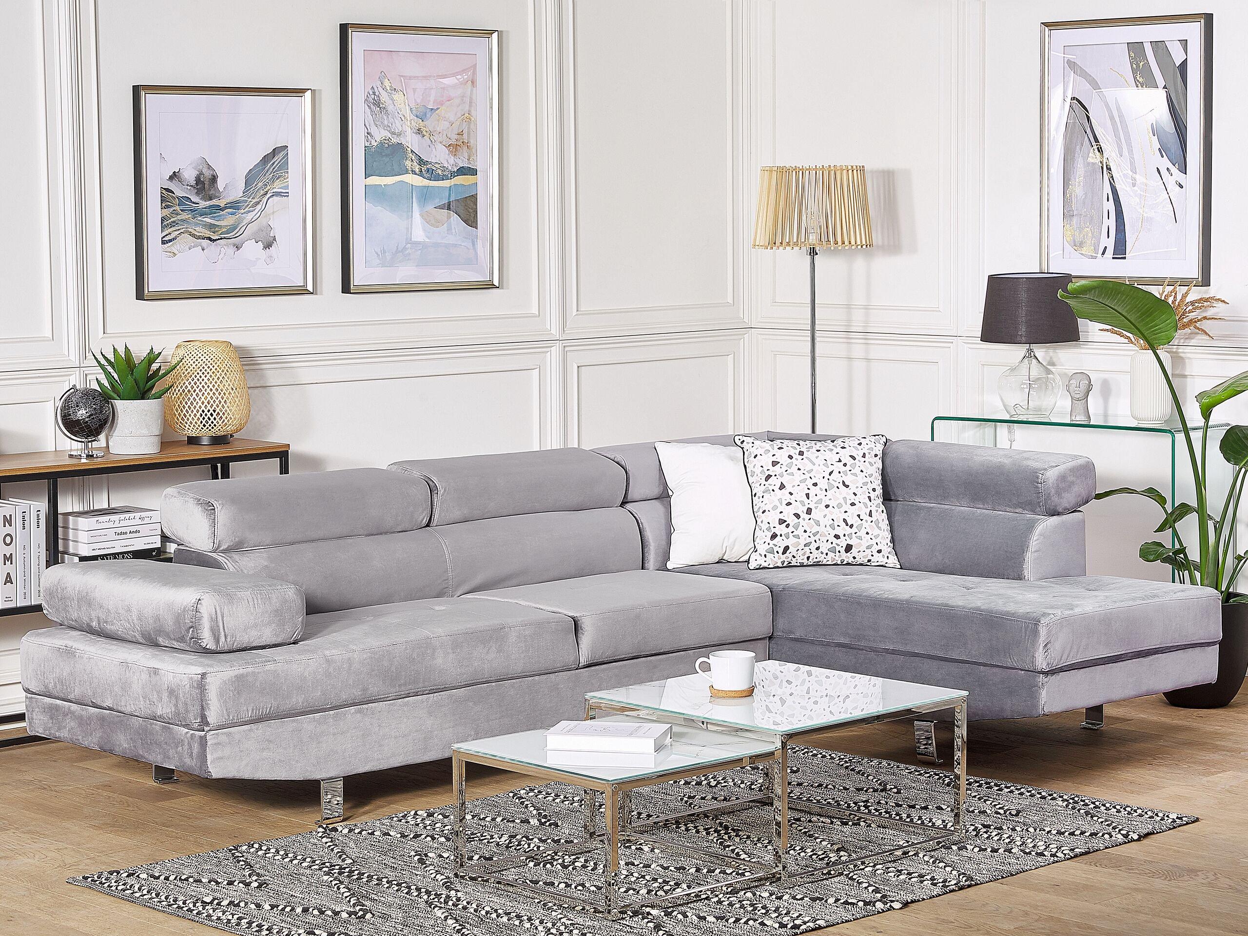 Beliani Ecksofa aus Samtstoff Modern NORREA  