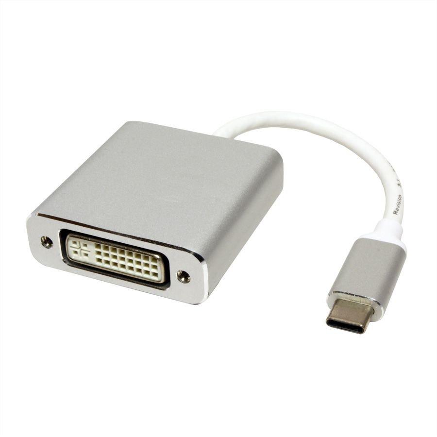 Roline  ROLINE 12.03.3205 Videokabel-Adapter 0,1 m USB Typ-C DVI-D Silber, Weiß 