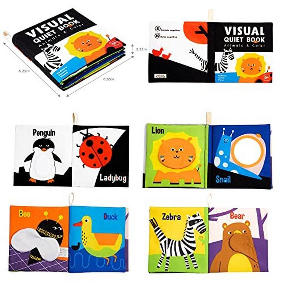 Activity-board  Baby-Stoffbücher Hochkontrastreiche Schwarz-Weiß-Bücher Knisterbuch zum Anfassen und Fühlen Frühe 