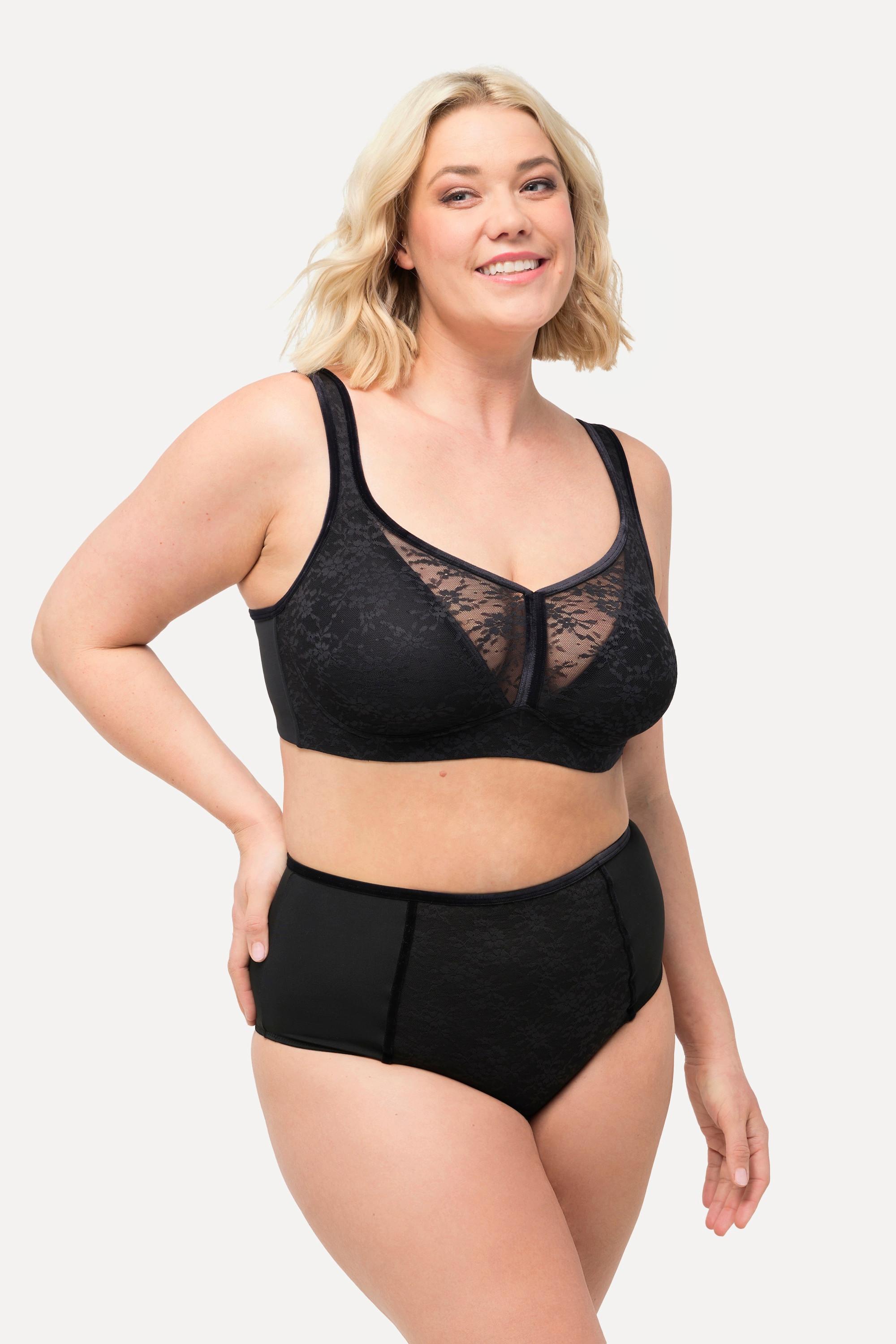 Ulla Popken  Culotte maxi en microfibres, avec empiècement en dentelle 