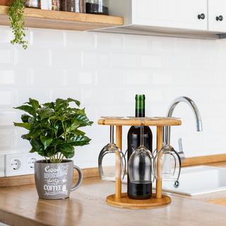 B2X Porte-verres à vin en bambou pour 6 verres  