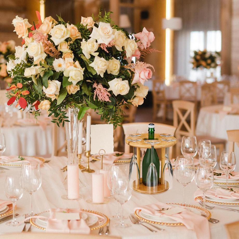 B2X Portabicchieri da vino in bambù per 6 bicchieri  