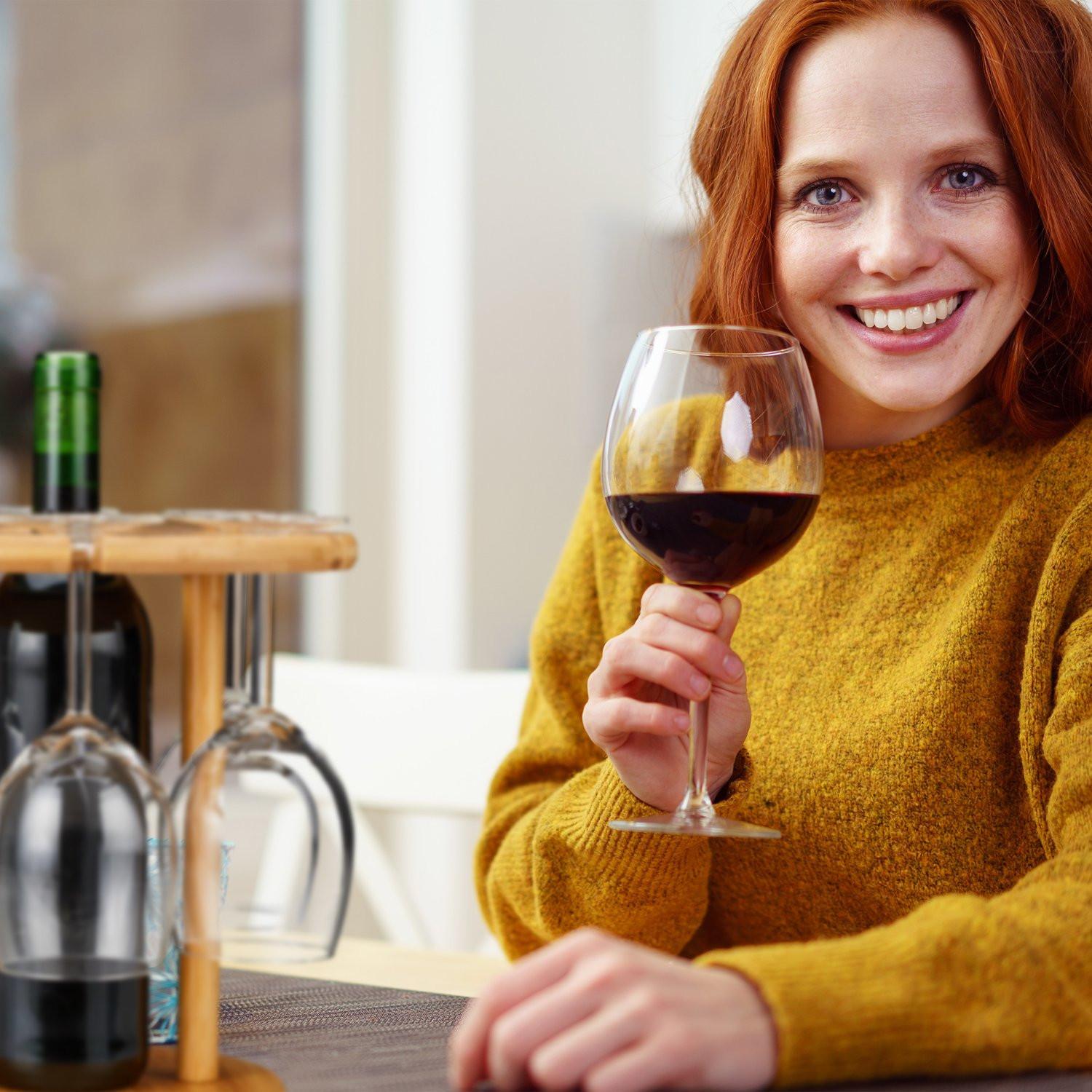 B2X Porte-verres à vin en bambou pour 6 verres  