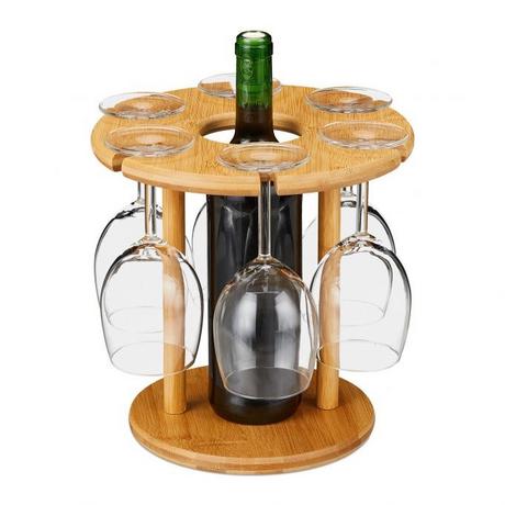 B2X Porte-verres à vin en bambou pour 6 verres  