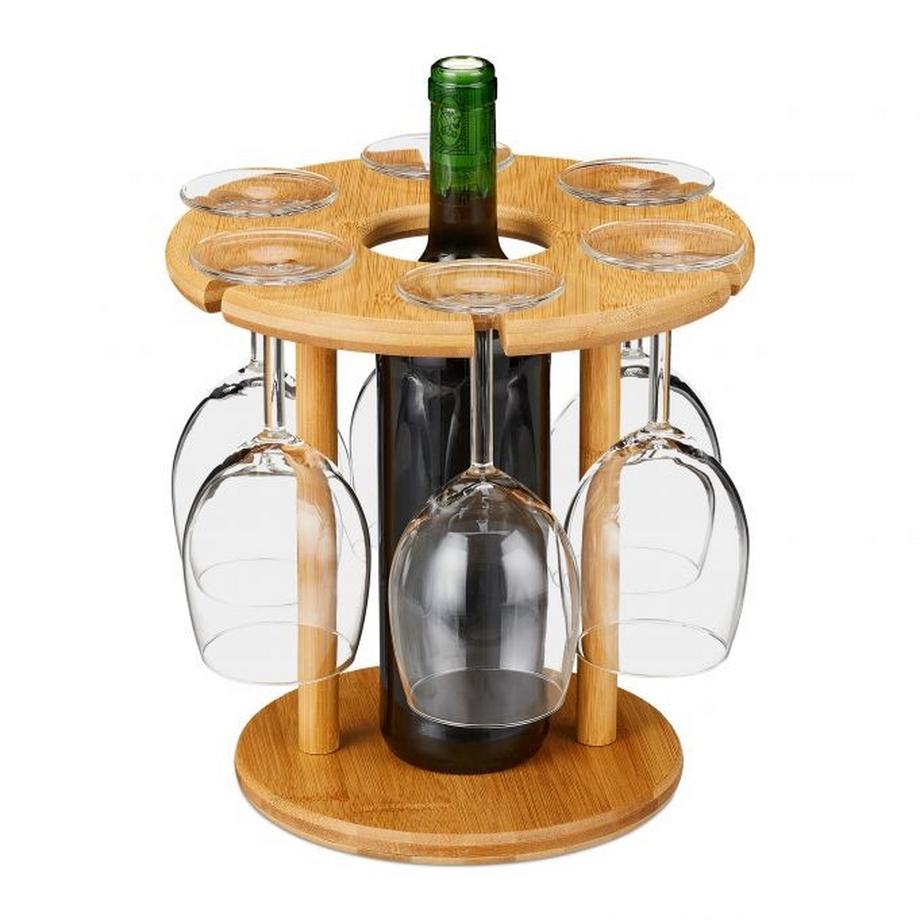 Porte-verres à vin en bambou pour 6 verres