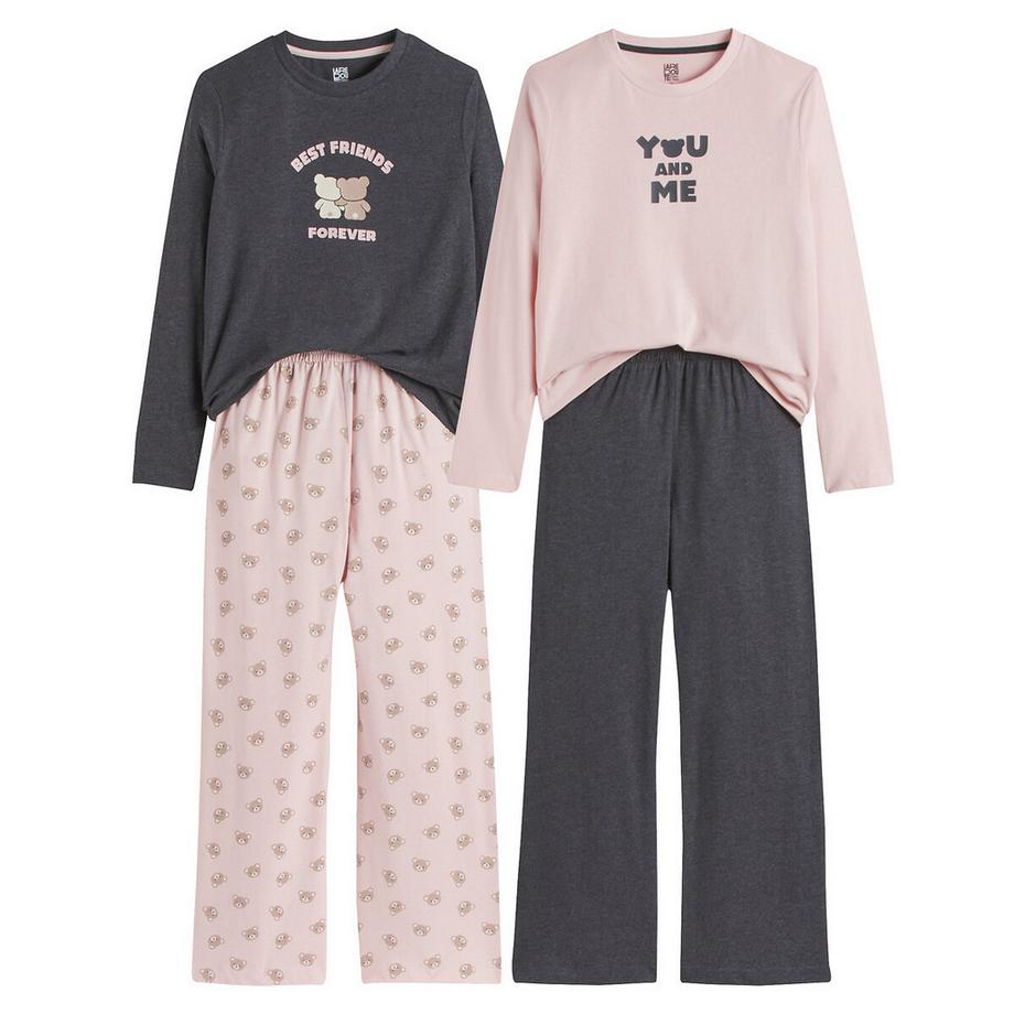 La Redoute Collections  2er-Pack Baumwoll-Pyjamas mit Bär und Messageprint 
