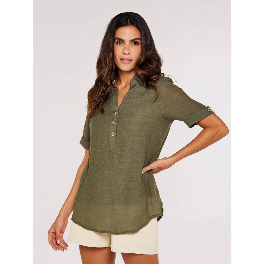 Blouse ample en coton flammé brillant