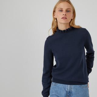 La Redoute Collections  Pullover mit gerüschtem Stehkragen und langen Ärmeln 