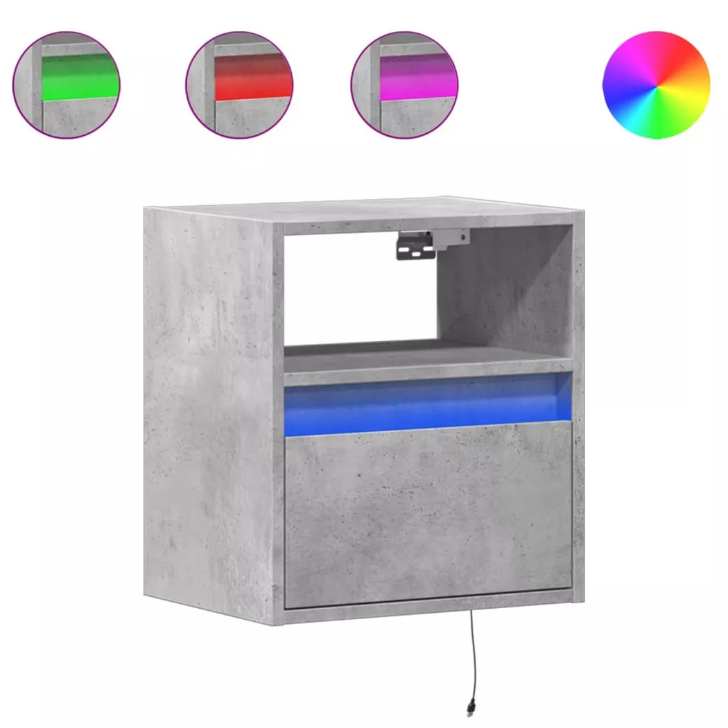 vidaXL Tables de chevet murales avec lumières LED 2 pcs gris béton