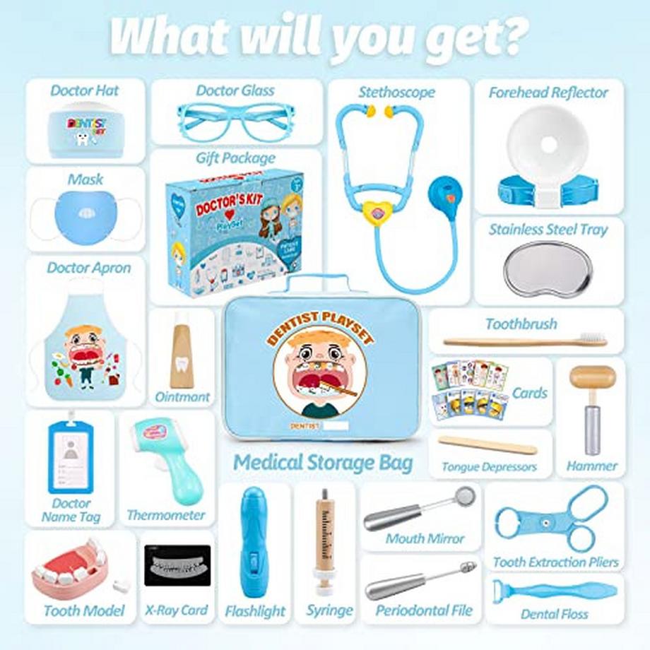 Activity-board  Arztkoffer für Kinder, Arztkoffer Kinder Holz Arztkoffer Spielzeug mit Stethoskop Kinder 