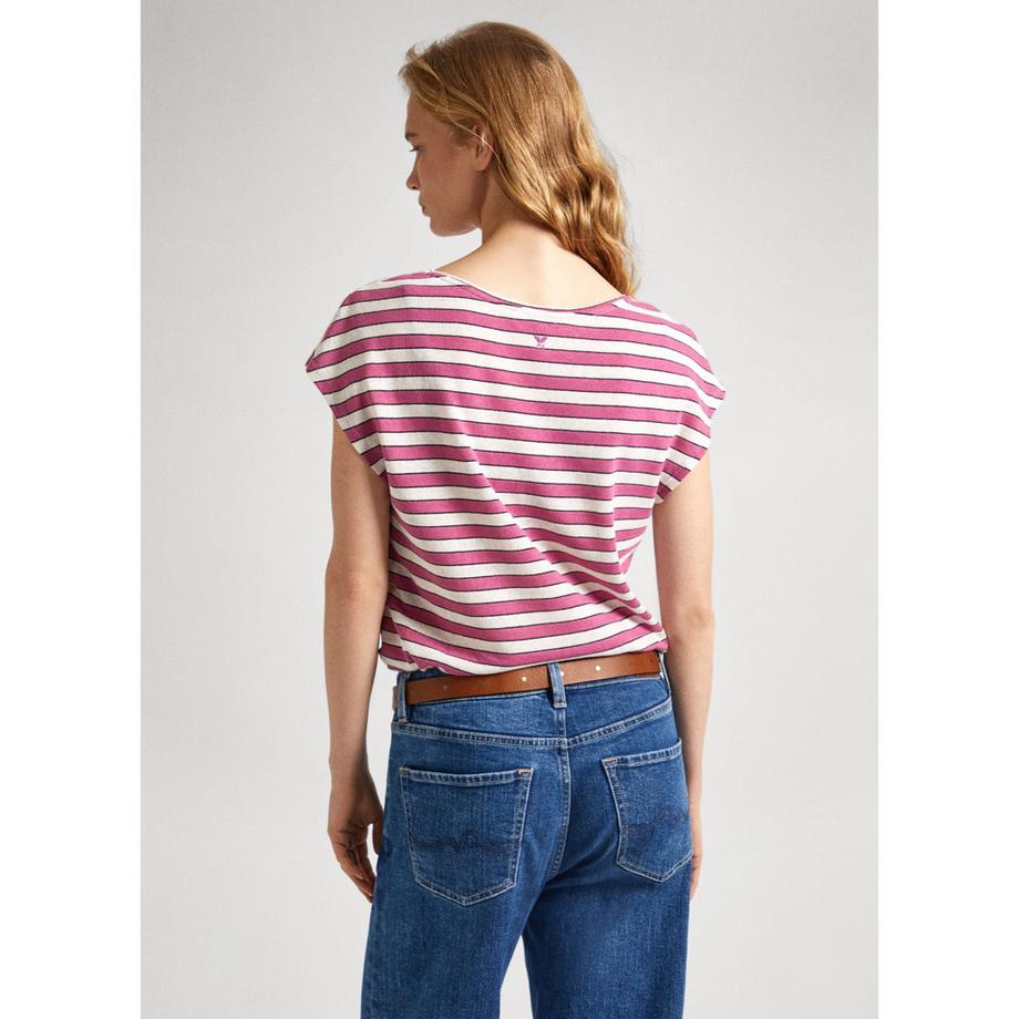 Pepe Jeans London Khloe Gestreiftes Ärmelloses V-Ausschnitt T-Shirt  