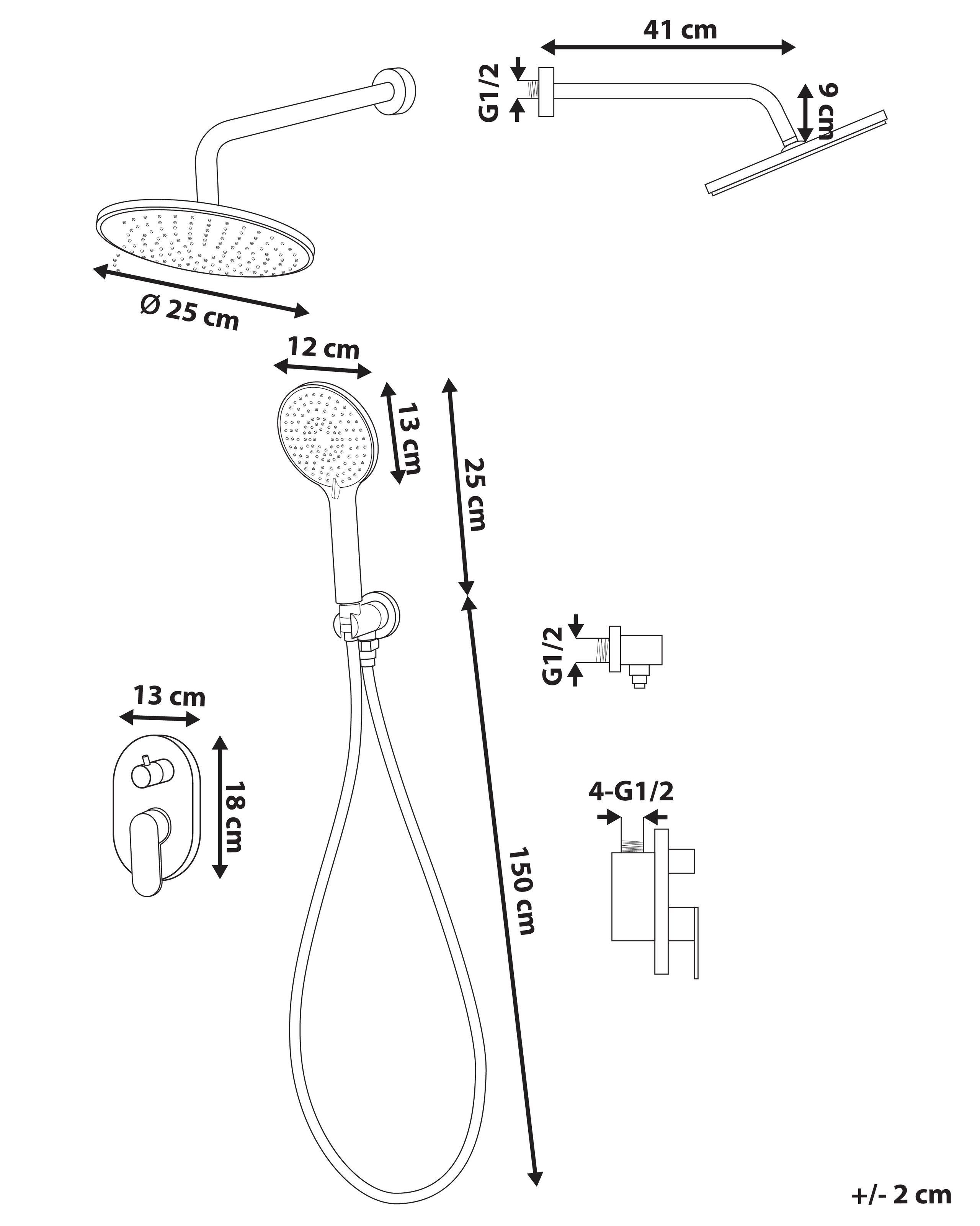 Beliani Ensemble de douche encastrée avec douche pluie en Laiton Moderne TINGUIRIRICA  